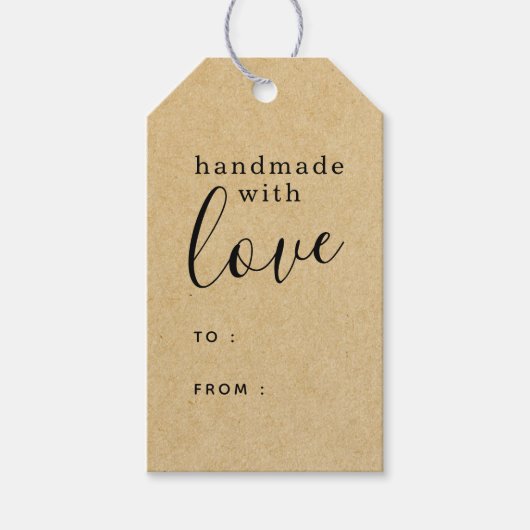 Bruine Kraft Handgemaakt met Liefde Persoonlijk Cadeaulabel (Voorkant)