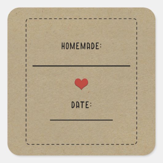 Bruine Kraft Hartenjampot van eigen makelij Vierkante Sticker (Voorkant)