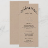 Bruine Kraft-kaart van het Rustic Wedding Menu (Voorkant / Achterkant)