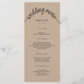 Bruine Kraft-kaart van het Rustic Wedding Menu (Voorkant)