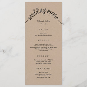 Bruine Kraft-kaart van het Rustic Wedding Menu