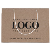 Bruine Kraftpapier Look Rond Logo Zakelijk Aangepa Groot Cadeauzakje (Voorkant)