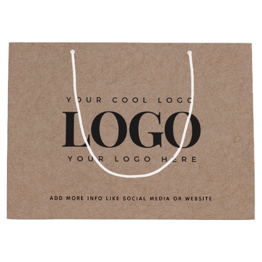 Bruine Kraftpapier Look Rond Logo Zakelijk Aangepa Groot Cadeauzakje (Voorkant)