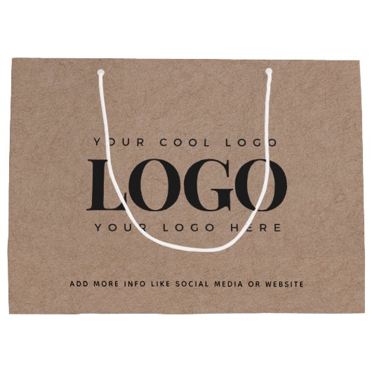 Bruine Kraftpapier Look Rond Logo Zakelijk Aangepa Groot Cadeauzakje (Achterkant)