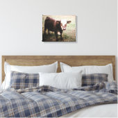 Bruine Kremige Koe Canvas Afdruk (Insitu (Slaapkamer))