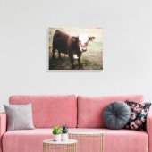 Bruine Kremige Koe Canvas Afdruk (Insitu (Woonkamer))