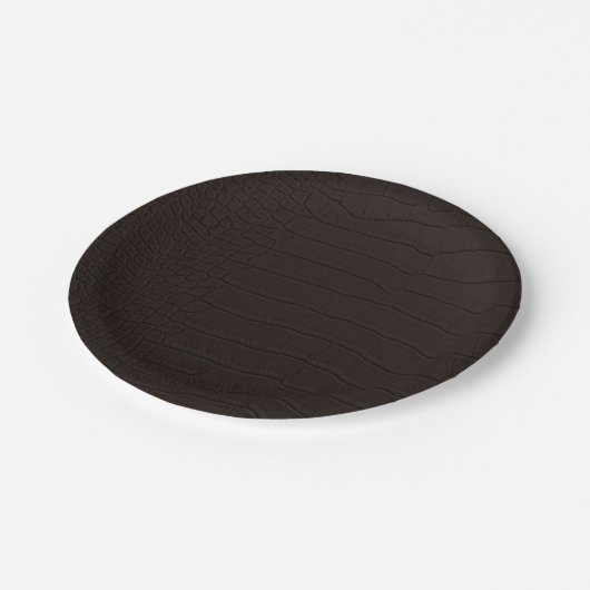 Bruine krokodil huid print papieren bordje (Gekanteld)