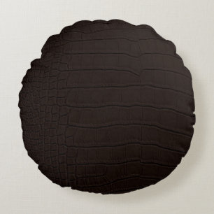 Bruine Krokodillenleerprint Rond Kussen