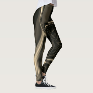 Bruine krommen en golven in donkerbruin afbeelding leggings