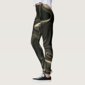 Bruine krommen en golven in donkerbruin afbeelding leggings (Links)