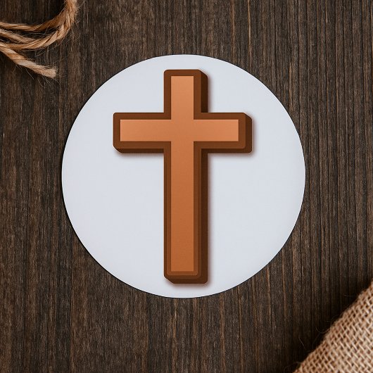 Bruine Kruisstickers Ronde Sticker