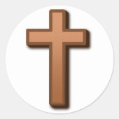 Bruine Kruisstickers Ronde Sticker (Voorkant)