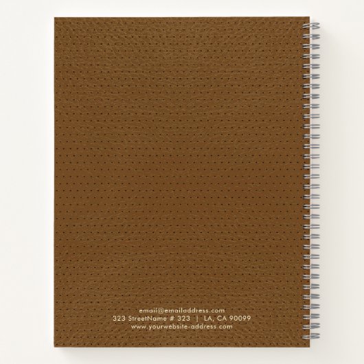 Bruine  kunstledertextuur notitieboek (Achterkant)