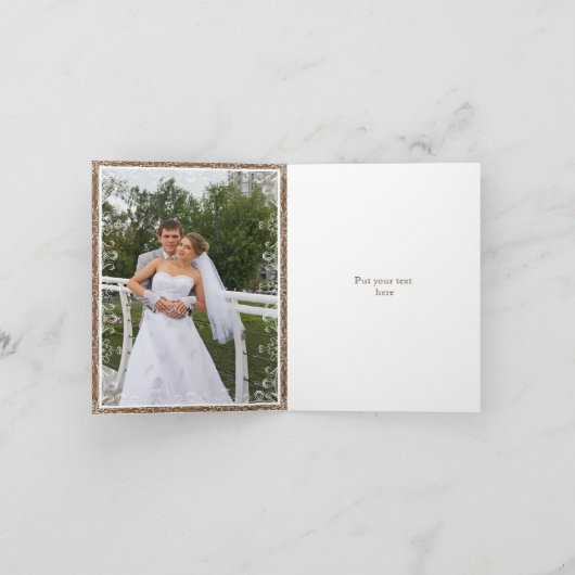 Bruine kurk & bloeiende frame trouw Huwelijksbedan Bedankkaart (Binnen)