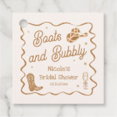 Bruine laarzen en Bubby's Bruidsmeisjesfeest Bedankjes Labels (Voorkant)