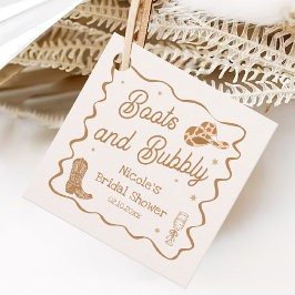 Bruine laarzen en Bubby's Bruidsmeisjesfeest Bedankjes Labels