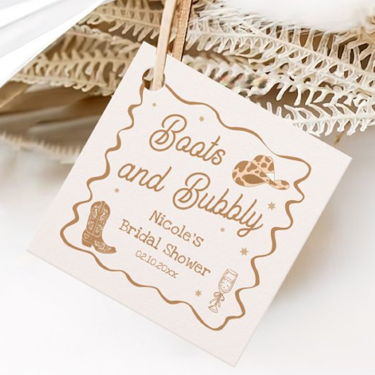 Bruine laarzen en Bubby's Bruidsmeisjesfeest Bedankjes Labels