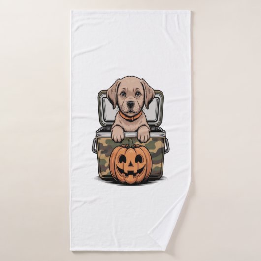 Bruine Lab hond Halloween Griezelen Badhanddoek (Badhanddoek)