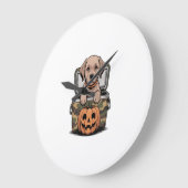 Bruine Lab hond Halloween Griezelfeest Grote Klok (Hoek)