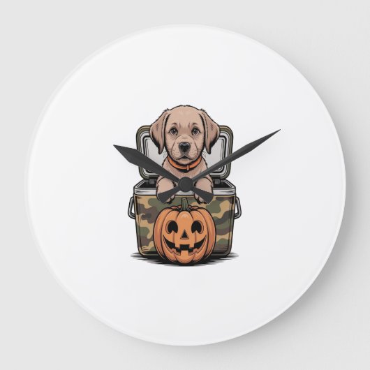 Bruine Lab hond Halloween Griezelfeest Grote Klok (Voorkant)