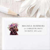 Bruine Lab Paarse Bloemen Kroon Retouradreslabel Etiket (Insitu)