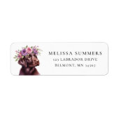 Bruine Lab Paarse Bloemen Kroon Retouradreslabel Etiket (Voorkant)