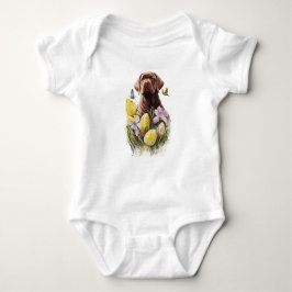 Bruine Lab Puppy Hond met Bloemen Romper