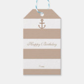 Bruine Labels met snijdende anker en witte streep Cadeaulabel (Voorkant)