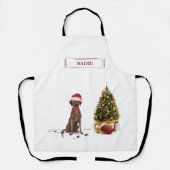 Bruine labrador Retriever Funny Kersthonk boom Schort (Voorkant)