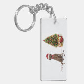 Bruine labrador Retriever Funny Kersthonk boom Sleutelhanger (Voorkant Links)