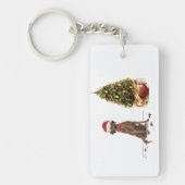 Bruine labrador Retriever Funny Kersthonk boom Sleutelhanger (Voorkant)