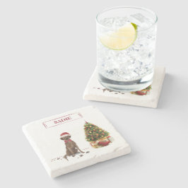 Bruine labrador Retriever Funny Kersthonk boom Stenen Onderzetter