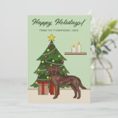 Bruine Labrador Retriever Green Feestelijke Kerst Feestdagenkaart (Staand voorkant)