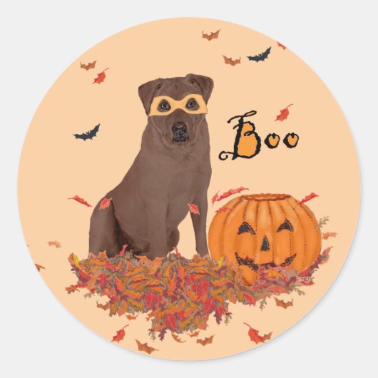 Bruine Labrador Retriever Halloween Ronde Sticker (Voorkant)