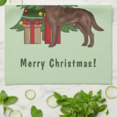 Bruine labrador retriever hond met kerstboom theedoek (Gevouwen)