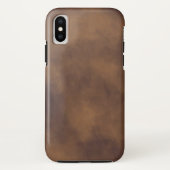 Bruine Leather-look iPhone X Hoesje (Achterkant)