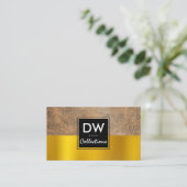 Bruine Lederen Gouden Achtergrond Visitekaartje (Staand voorkant)