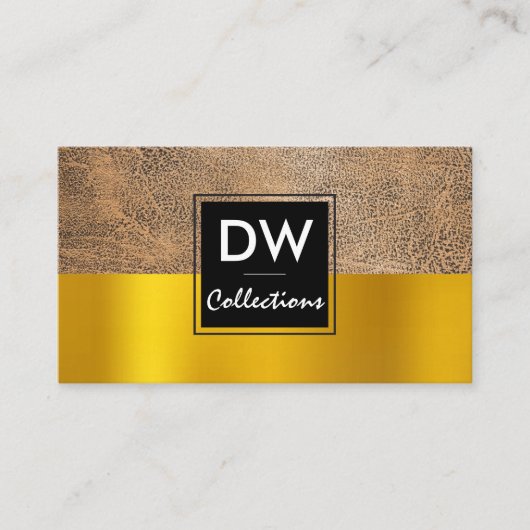 Bruine Lederen Gouden Achtergrond Visitekaartje (Voorkant)