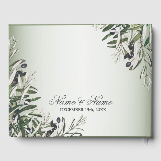 Bruine lederen zwarte olijven Elegant Gastenboek (Achterkant)