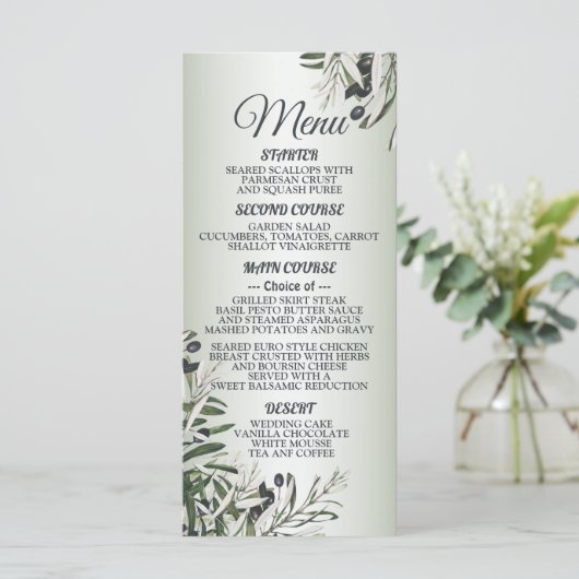 Bruine lederen zwarte olijven Elegant Menu (Staand voorkant)