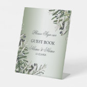 Bruine lederen zwarte olijven Elegant Reclamebord Met Voetstuk (Voorkant)