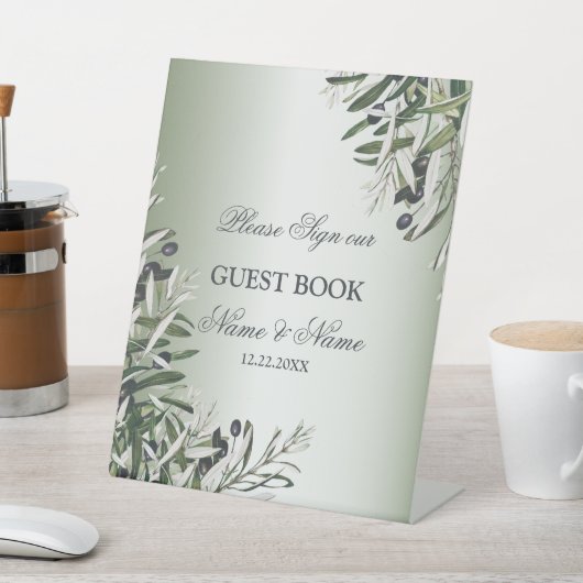 Bruine lederen zwarte olijven Elegant Reclamebord Met Voetstuk (Insitu)