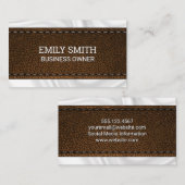 Bruine ledertextuur | Zijderzijde Visitekaartje (Voorkant / Achterkant)