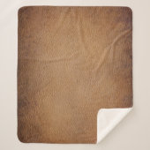 Bruine leertextuur:  achtergrond close-up sherpa deken (Voorkant)