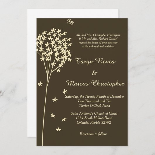 Bruine legant Tree 5x7 Weddenschap Kaart (Voorkant / Achterkant)