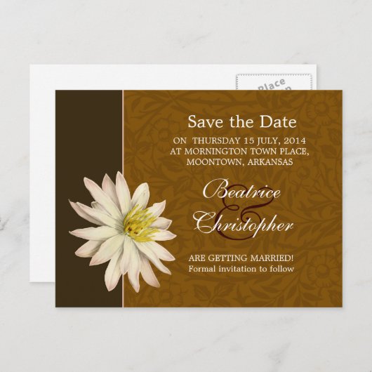 Bruine  Lelie Bloesem Sla de datum briefkaarten (Voorkant / Achterkant)