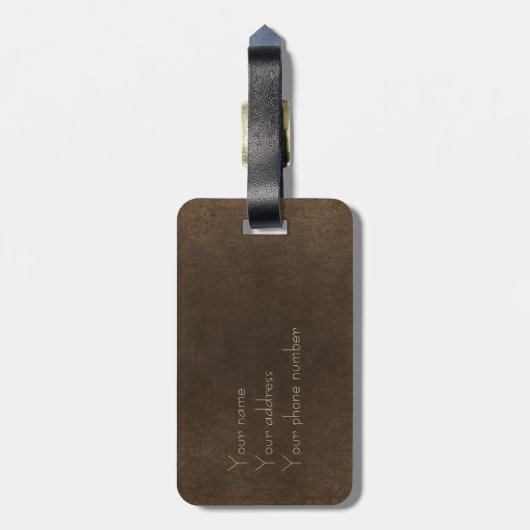  bruine leren look bagagelabel (Achterkant verticaal)