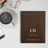 Bruine leren monogram initiaal 2027 planner