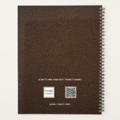 Bruine leren monogram initiaal 2027 planner (Achterkant)