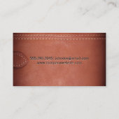 Bruine leren riem naaisteken achtergrond visitekaartje (Achterkant)